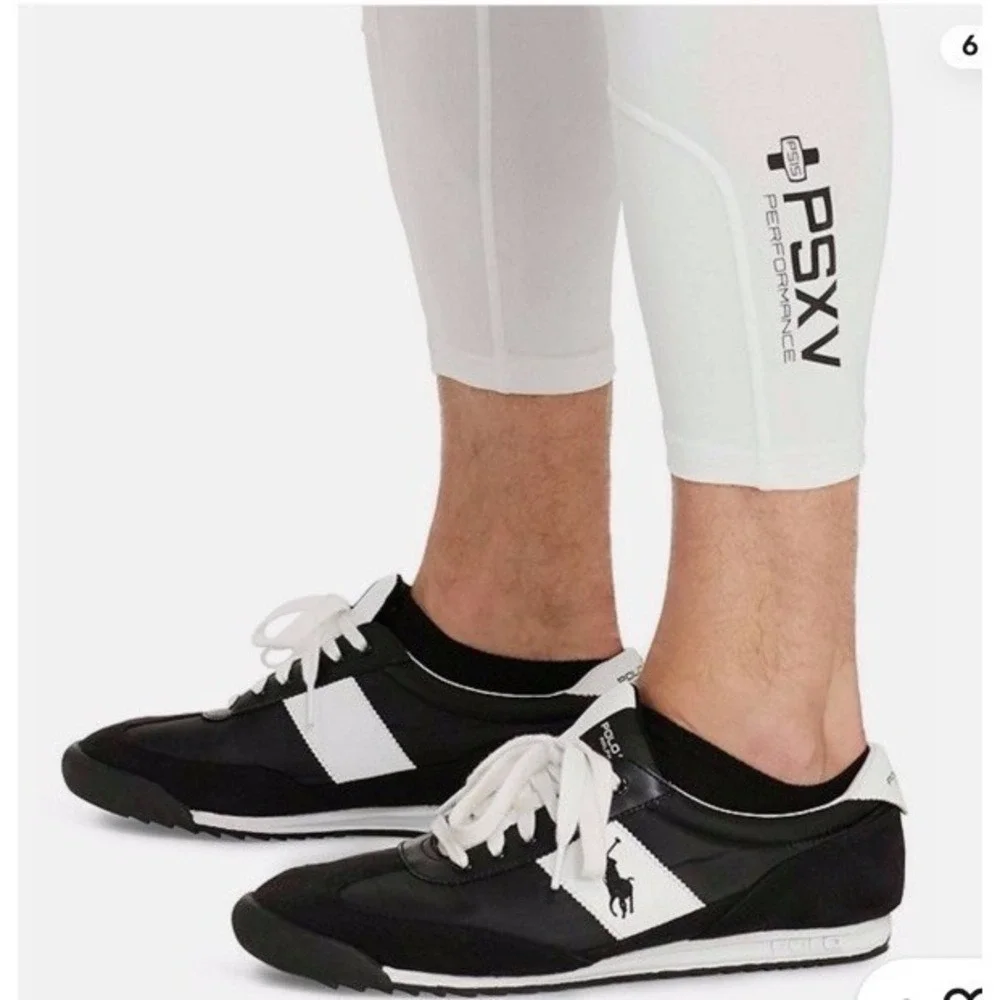 Polo Sport by‎ Ralph Lauren Men's 3/4 Compression Tights White-READ
